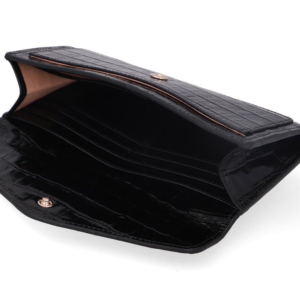 Carteira Couro Croco Preto Preto 3