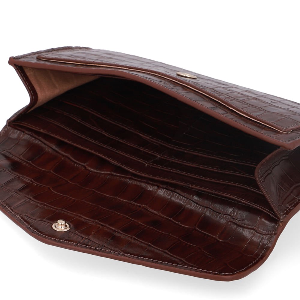 Carteira Couro Croco Marrom Pinhão Marrom 3