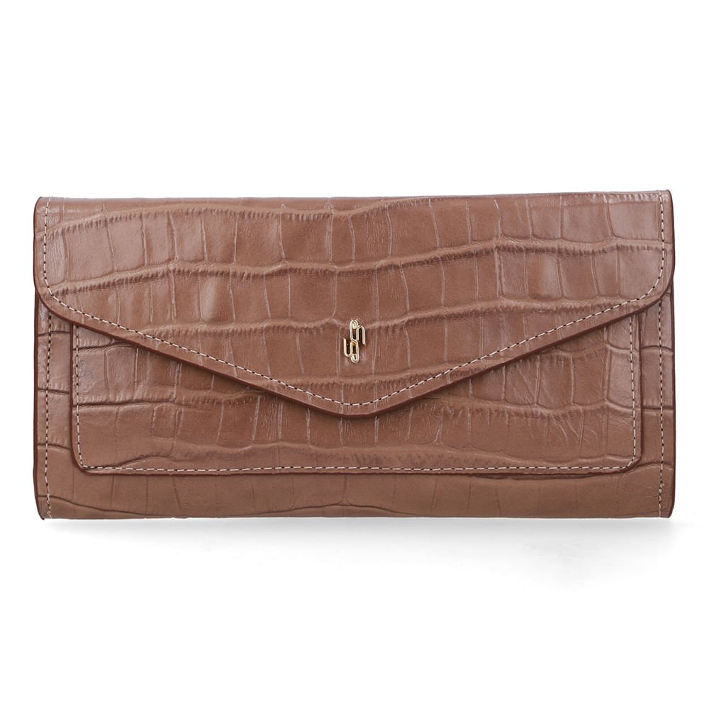 Carteira Couro Croco Marrom Fendi