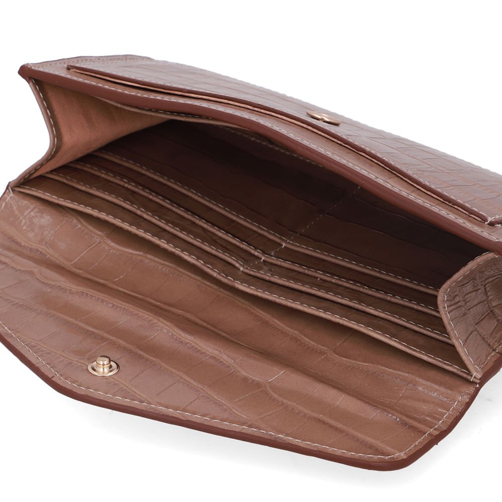 Carteira Couro Croco Marrom Fendi Marrom 3