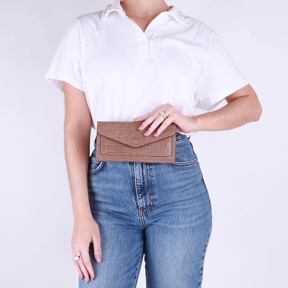 Carteira Couro Croco Marrom Fendi Marrom 4