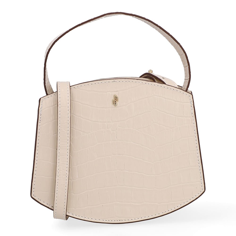 Bolsa Tote Couro Croco Branca Marfim Casual