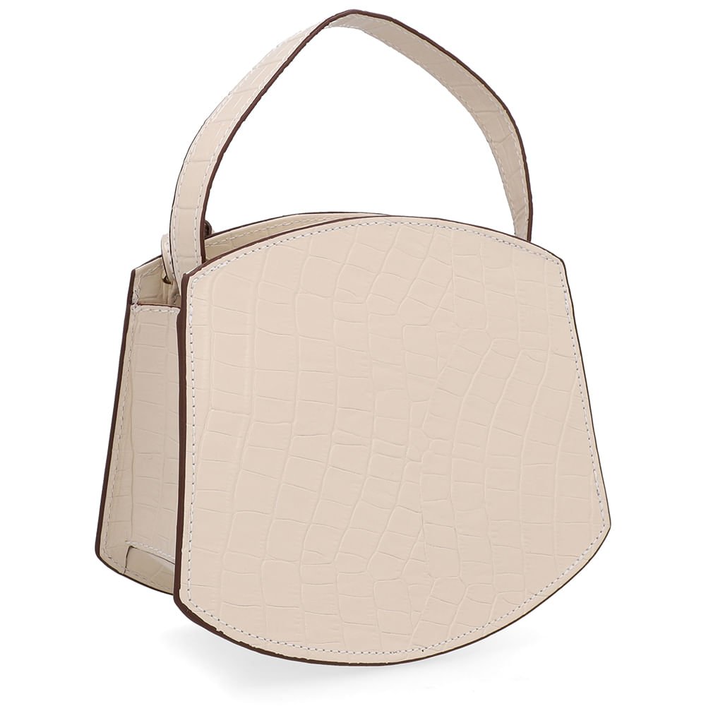 Bolsa Tote Couro Croco Branca Marfim Casual Marfim 2