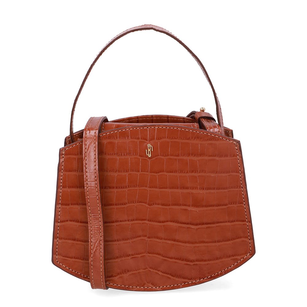Bolsa Tote Couro Croco Marrom Doce De Leite Casual Marrom 1