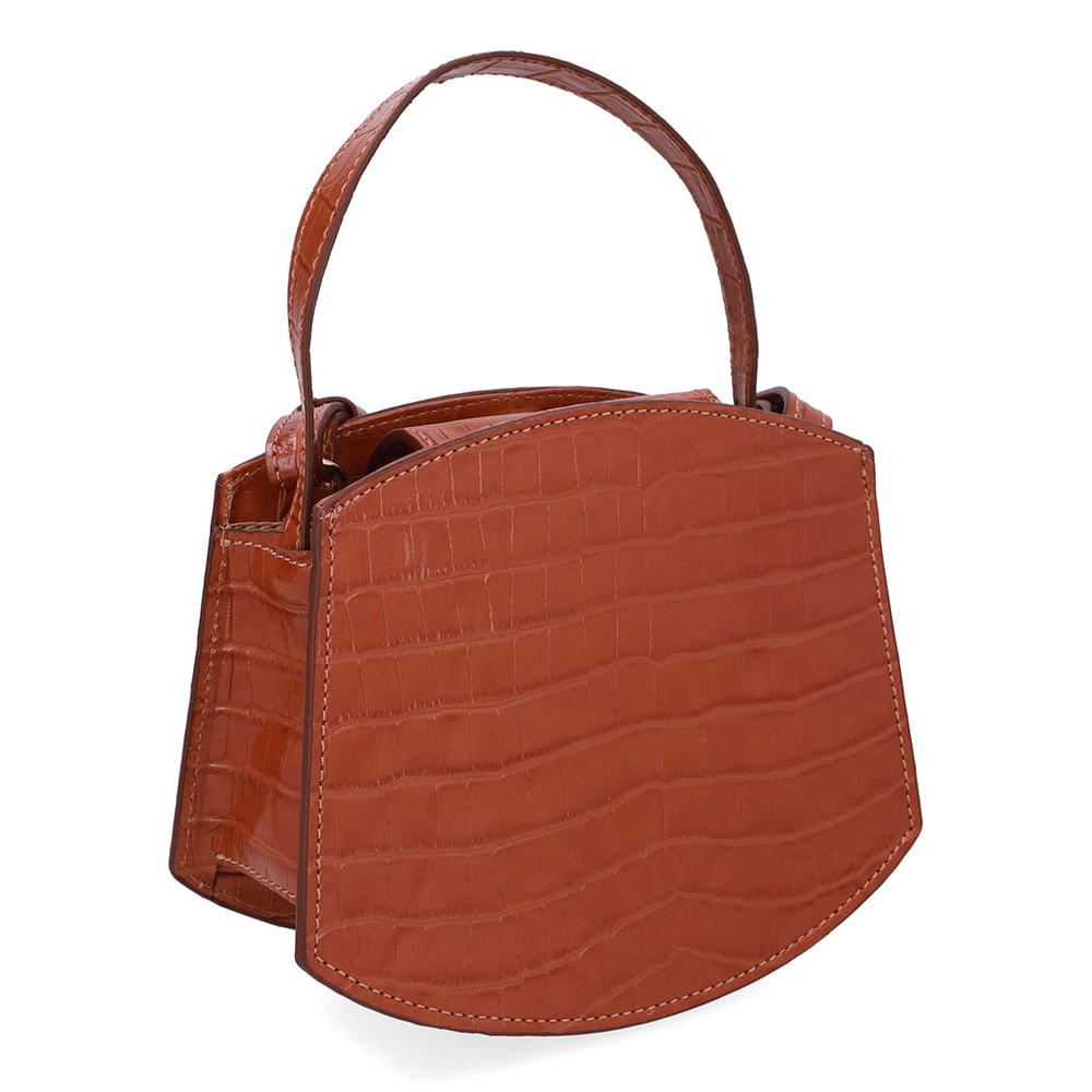 Bolsa Tote Couro Croco Marrom Doce De Leite Casual Marrom 2