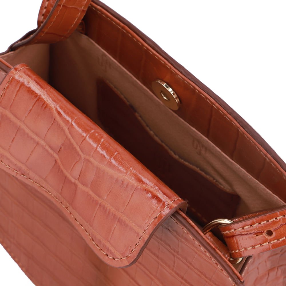 Bolsa Tote Couro Croco Marrom Doce De Leite Casual Marrom 3