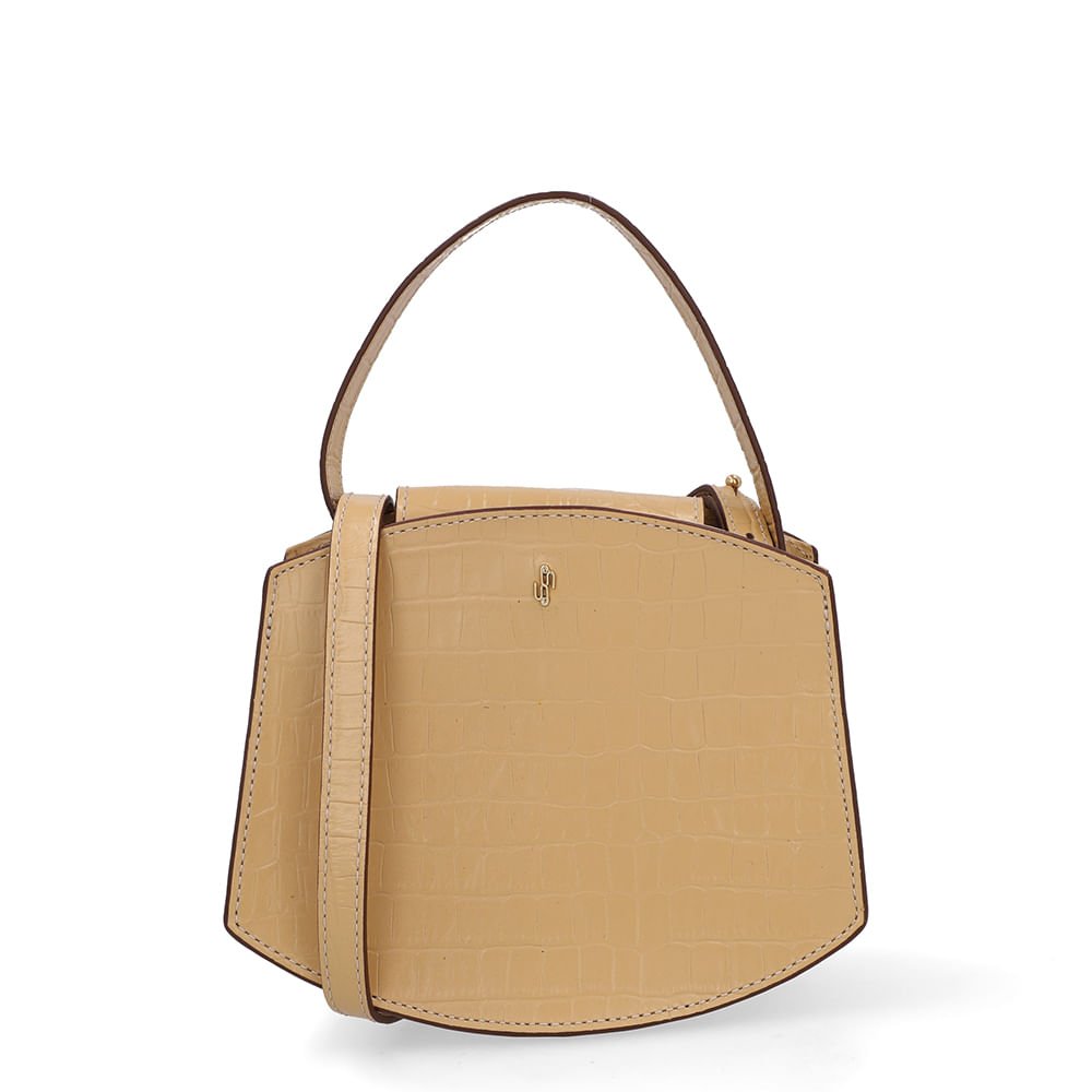 Bolsa Tote Couro Croco Creme Casual