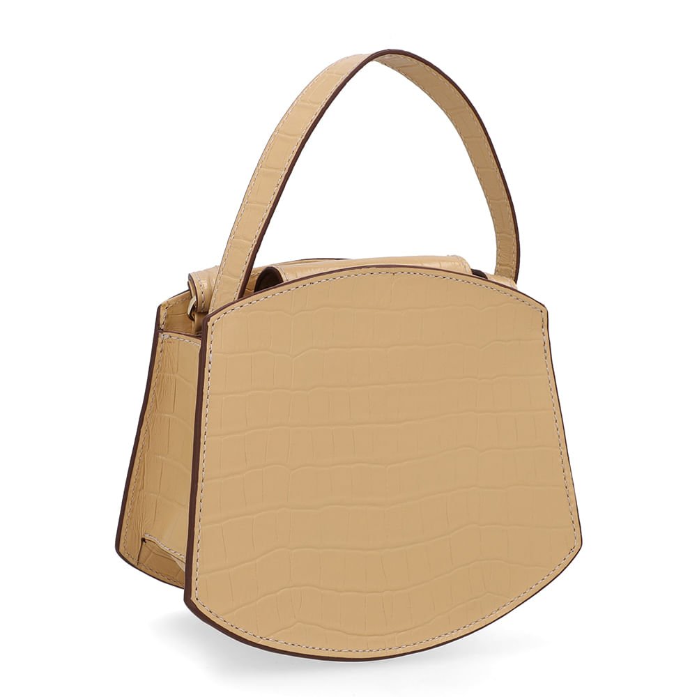 Bolsa Tote Couro Croco Creme Casual Bege 2