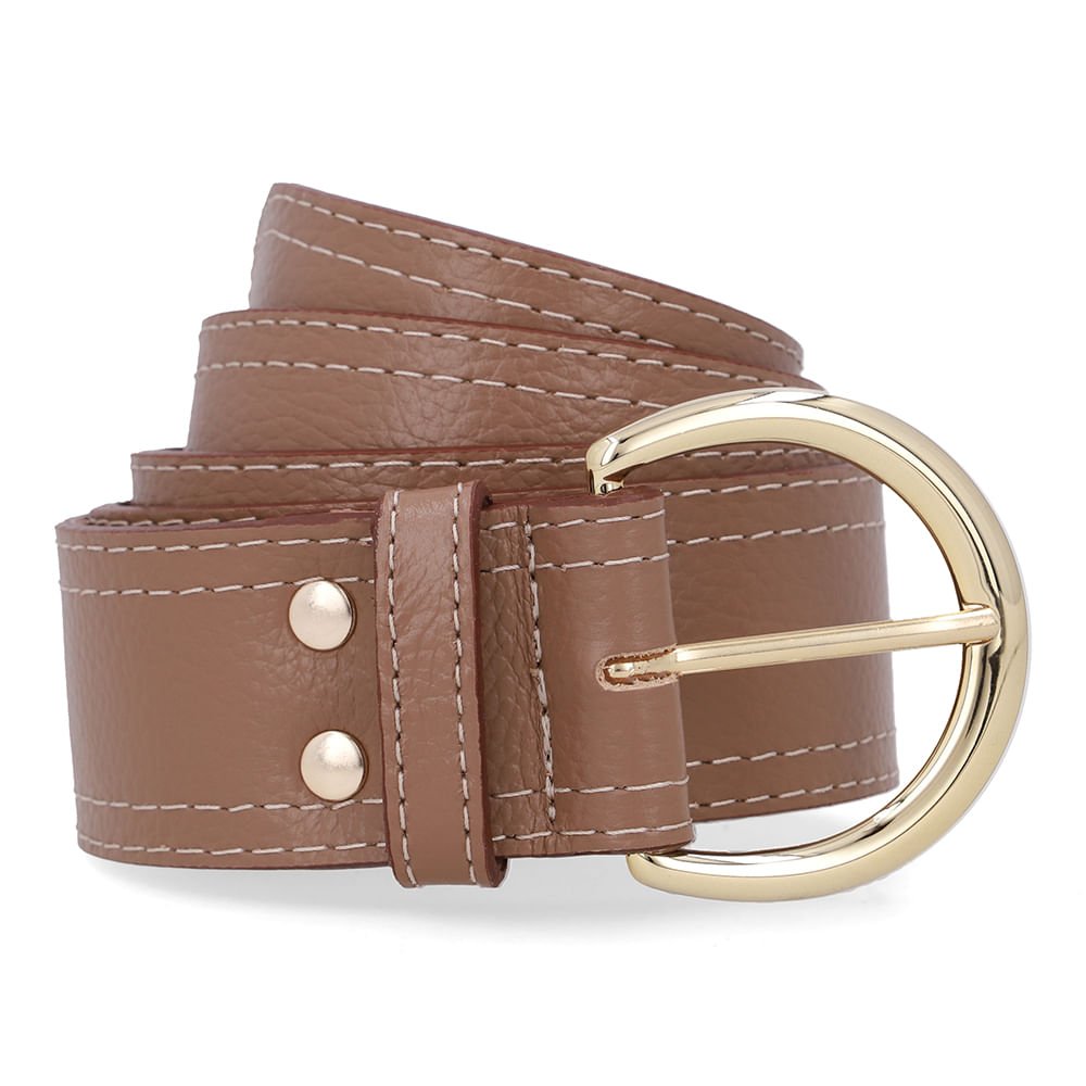 Cinto Couro Marrom Fendi Costura Enfeite