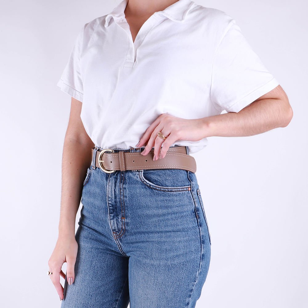 Cinto Couro Marrom Fendi Costura Enfeite Marrom 5