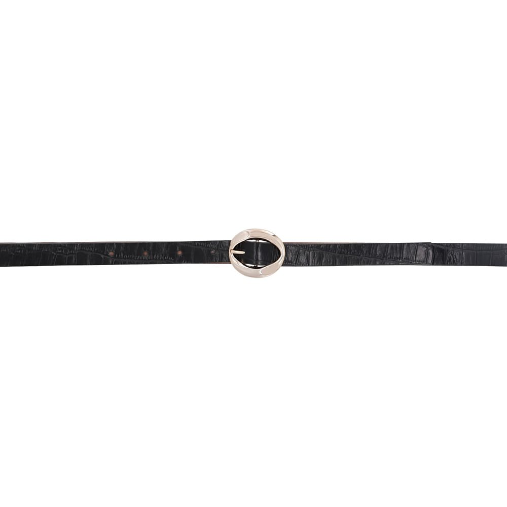 Cinto Couro Croco Preto Fivela Preto 4