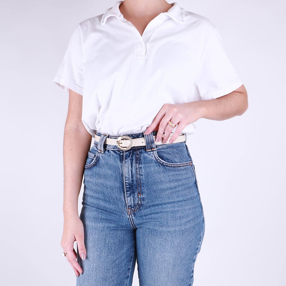 Cinto Couro Croco Branco Marfim Fivela Marfim 5