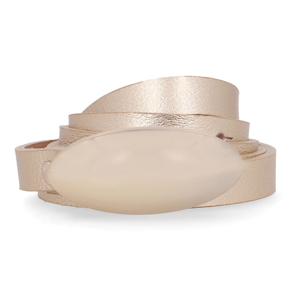 Cinto Couro Metalizado Ouro Light
