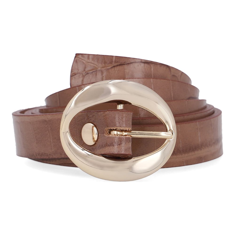 Cinto Couro Croco Marrom Fendi Fivela