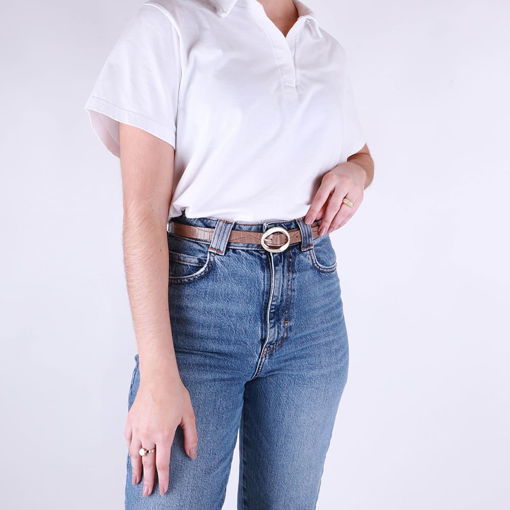 Cinto Couro Croco Marrom Fendi Fivela Marrom 5