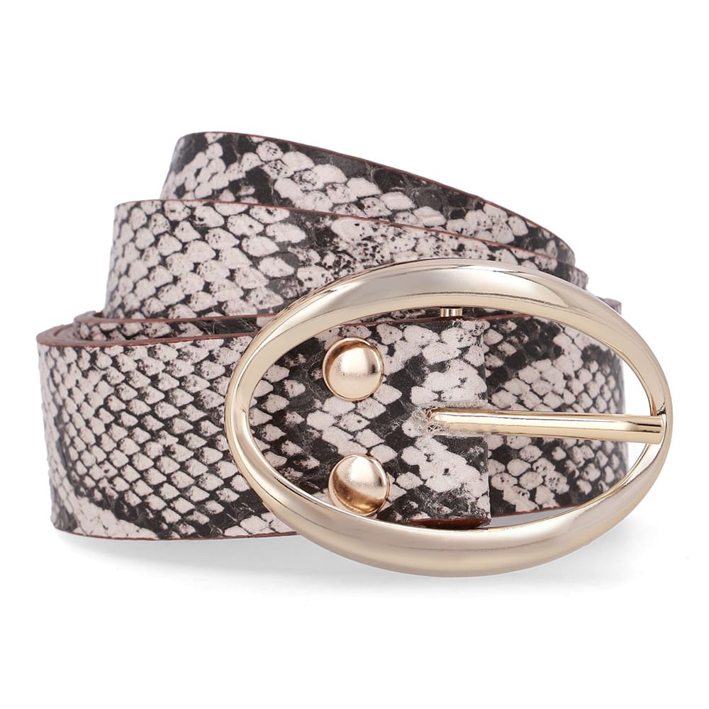 Cinto Couro Cobra Natural Bege 1