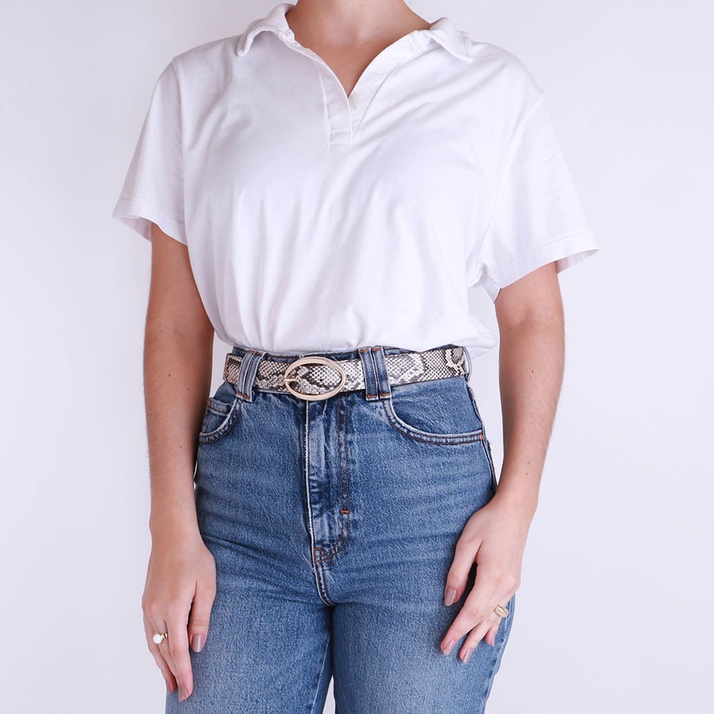 Cinto Couro Cobra Natural Bege 5