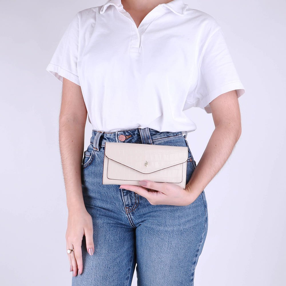 Carteira Couro Croco Branca Marfim Marfim 4