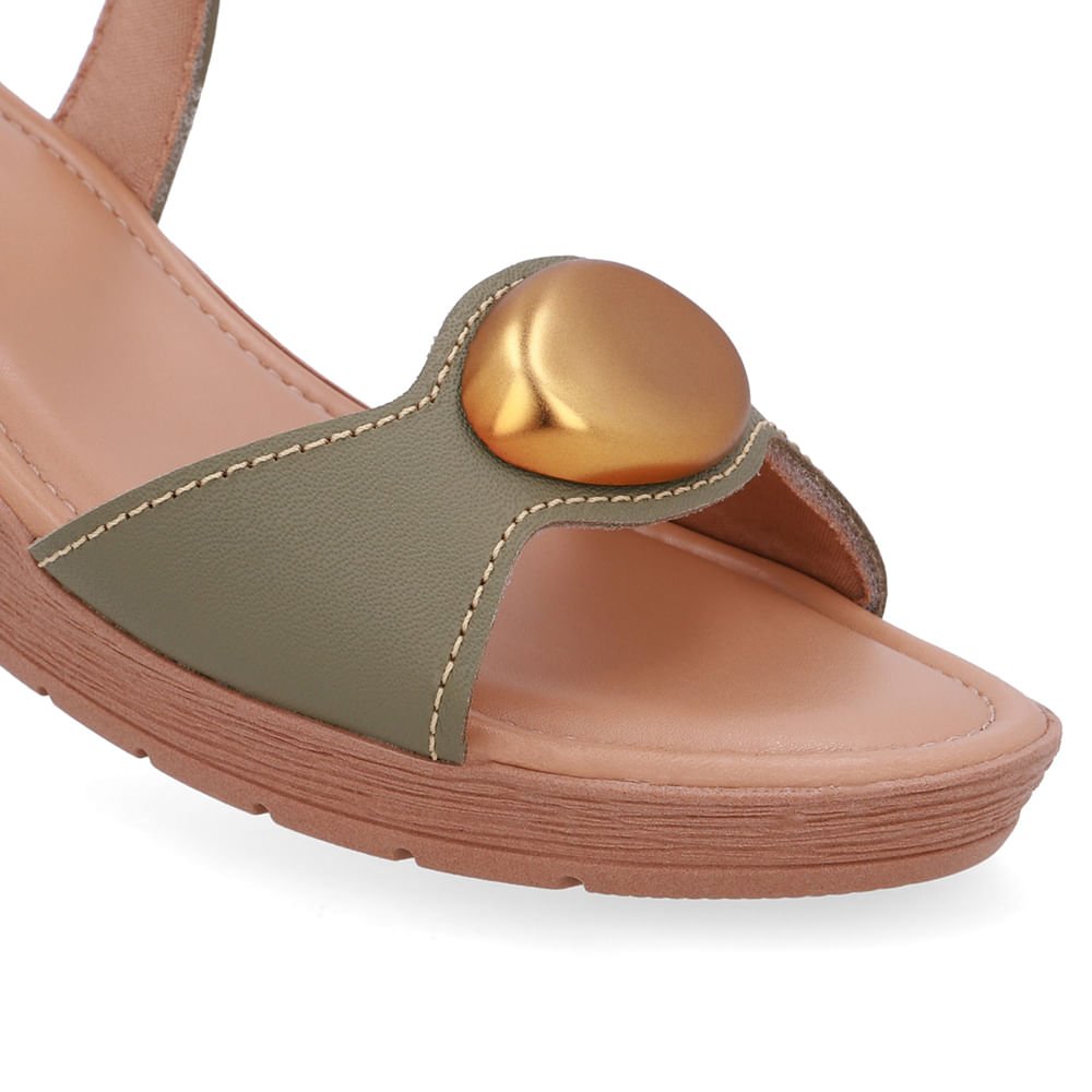 Sandália Salto Anabela Couro Verde Verde 4