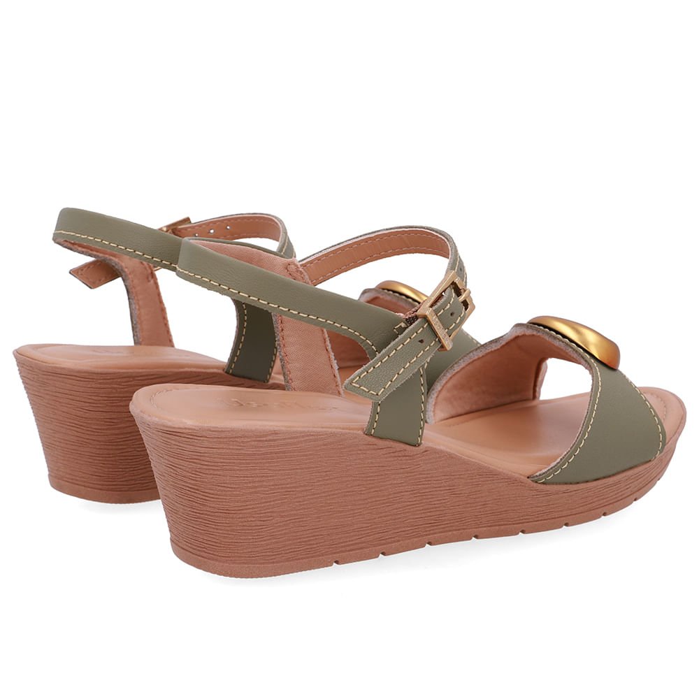 Sandália Salto Anabela Couro Verde Verde 3