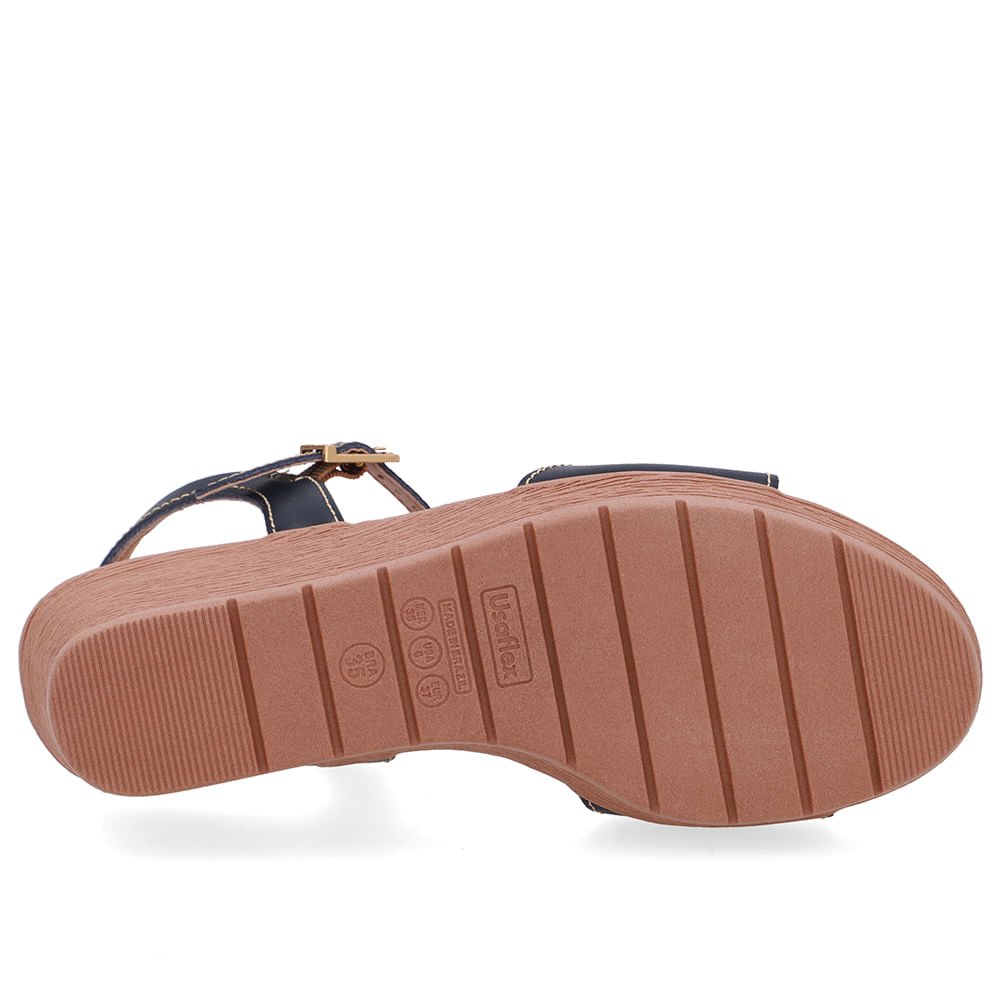 Sandália Salto Anabela Couro Azul Azul 5