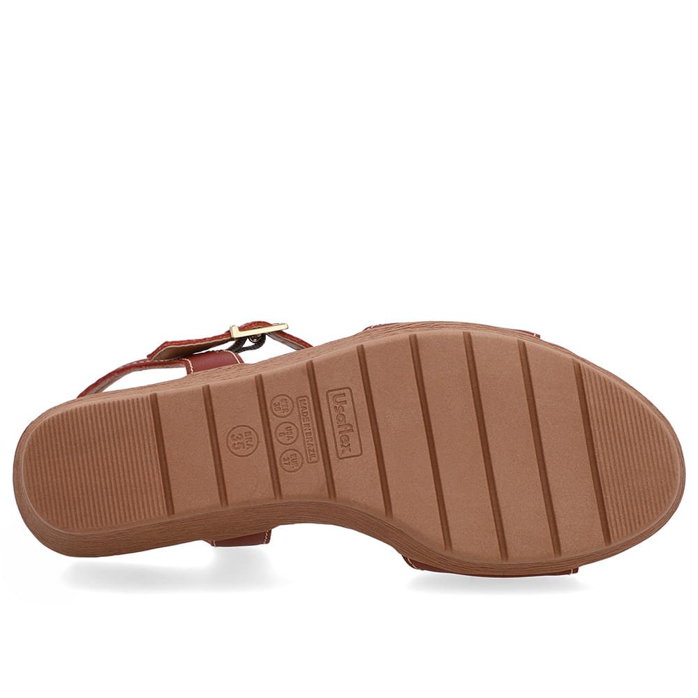 Sandália Salto Anabela Couro Marrom Marrom 5