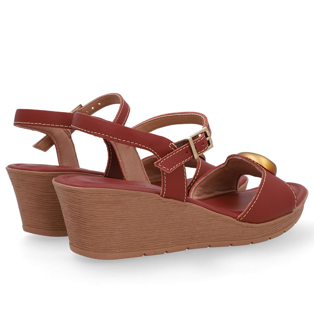 Sandália Salto Anabela Couro Marrom Marrom 3