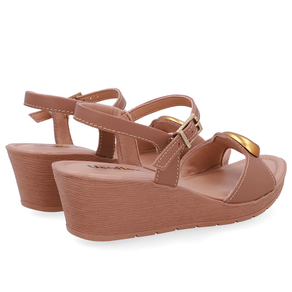 Sandália Salto Anabela Couro Marrom Marrom 3