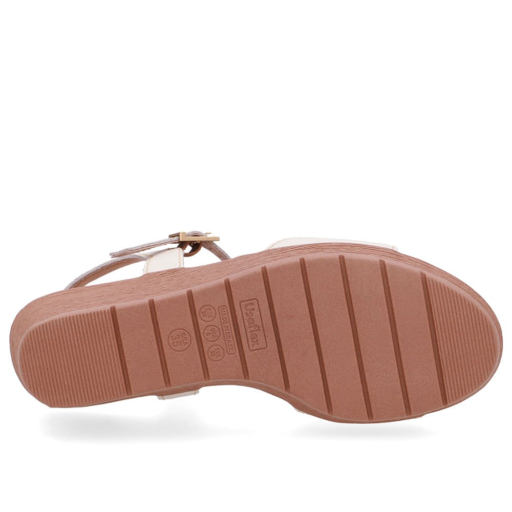 Sandália Salto Anabela Couro Branca Marfim Marfim 5