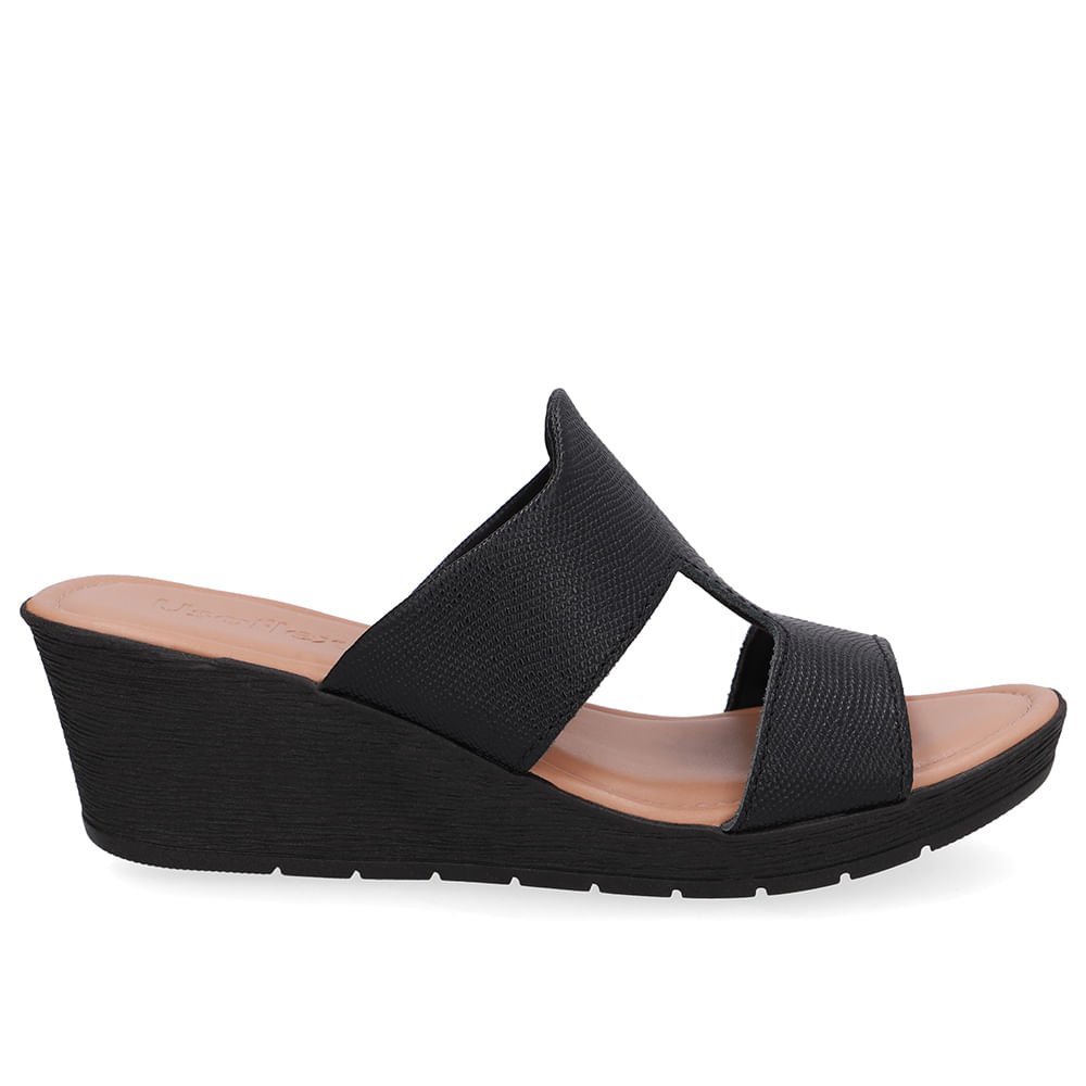 Tamanco Salto Anabela Couro Preto