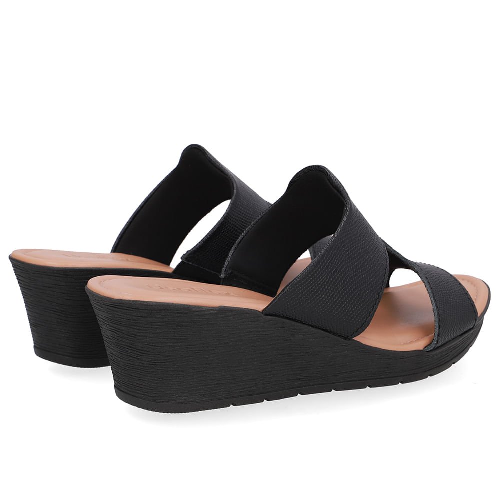 Tamanco Salto Anabela Couro Preto Preto 3