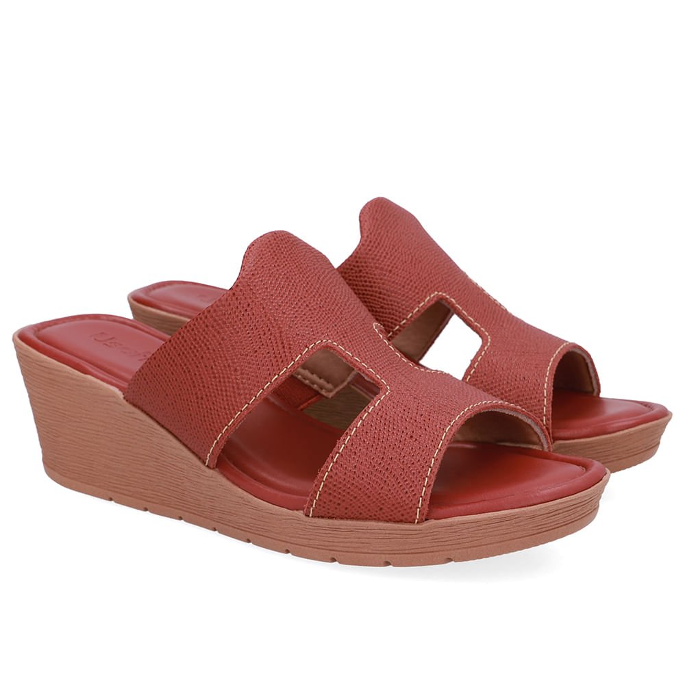 Tamanco Salto Anabela Couro Marrom Marrom 2