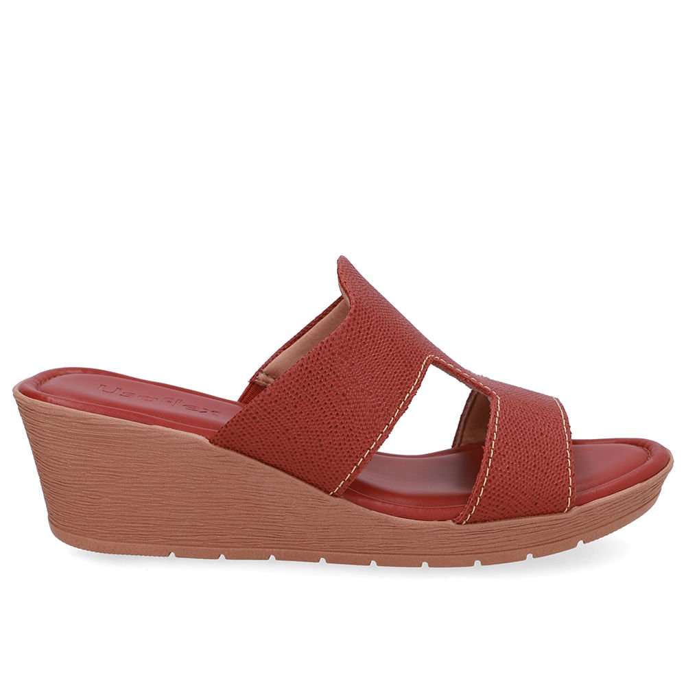 Tamanco Salto Anabela Couro Marrom