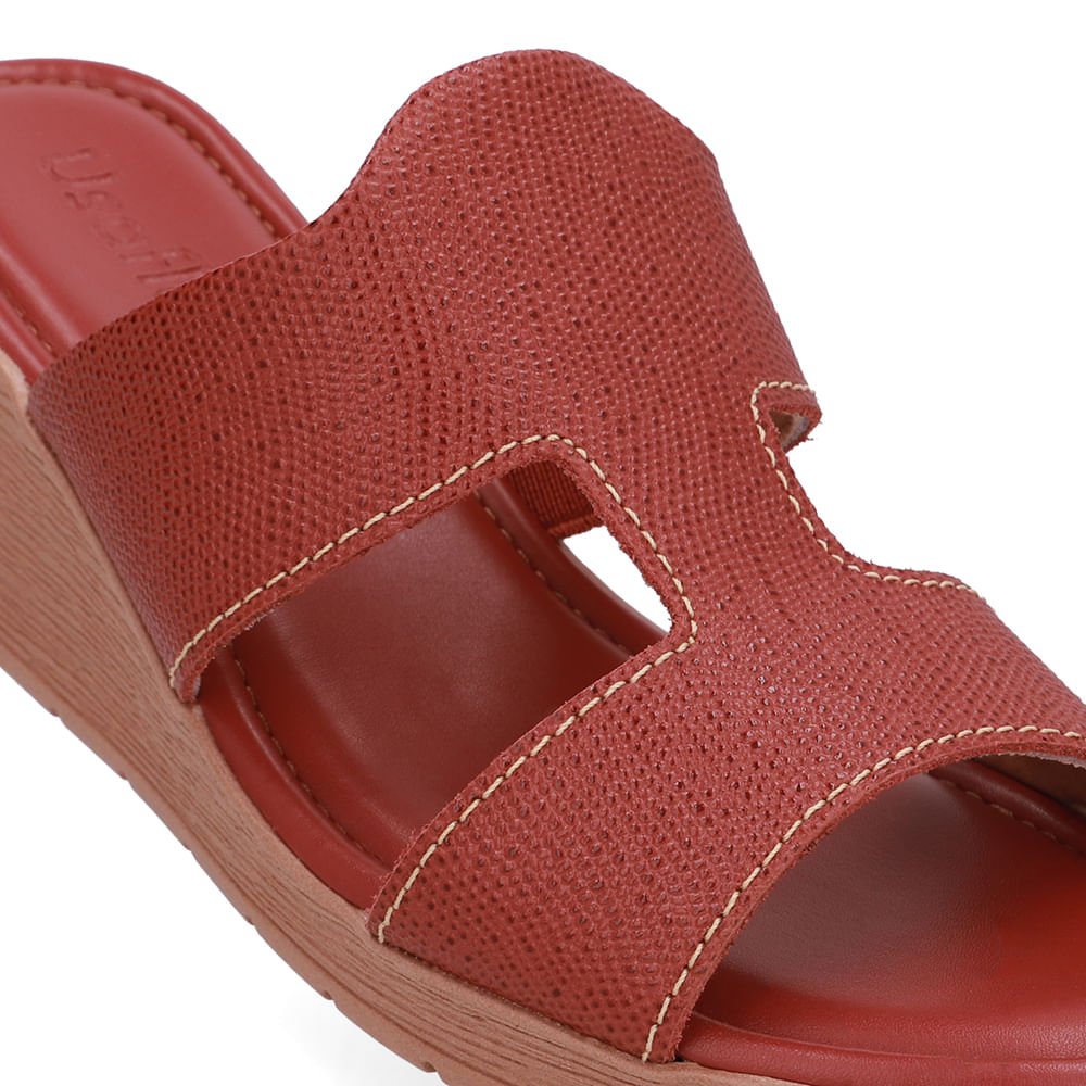 Tamanco Salto Anabela Couro Marrom Marrom 4