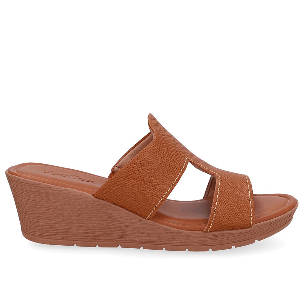 Tamanco Salto Anabela Couro Marrom