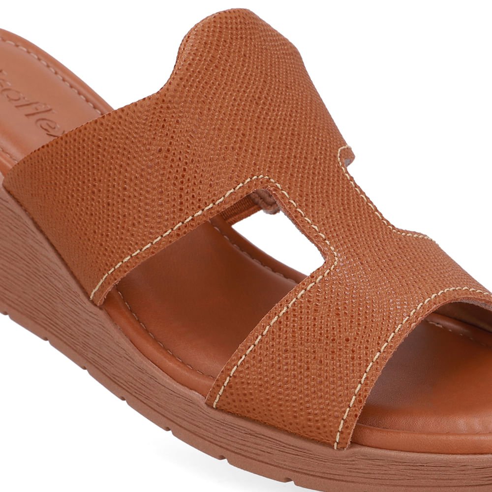 Tamanco Salto Anabela Couro Marrom Marrom 4