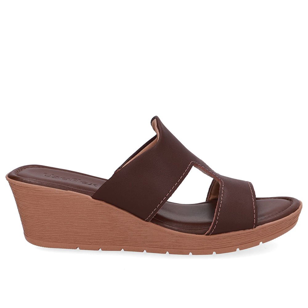 Tamanco Salto Anabela Couro Marrom Pinhão