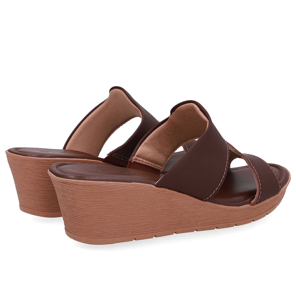 Tamanco Salto Anabela Couro Marrom Pinhão Marrom 3