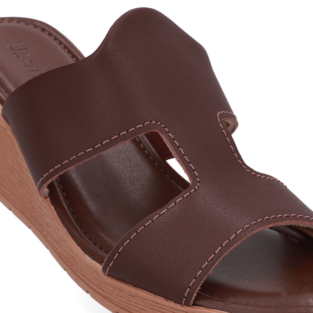 Tamanco Salto Anabela Couro Marrom Pinhão Marrom 4