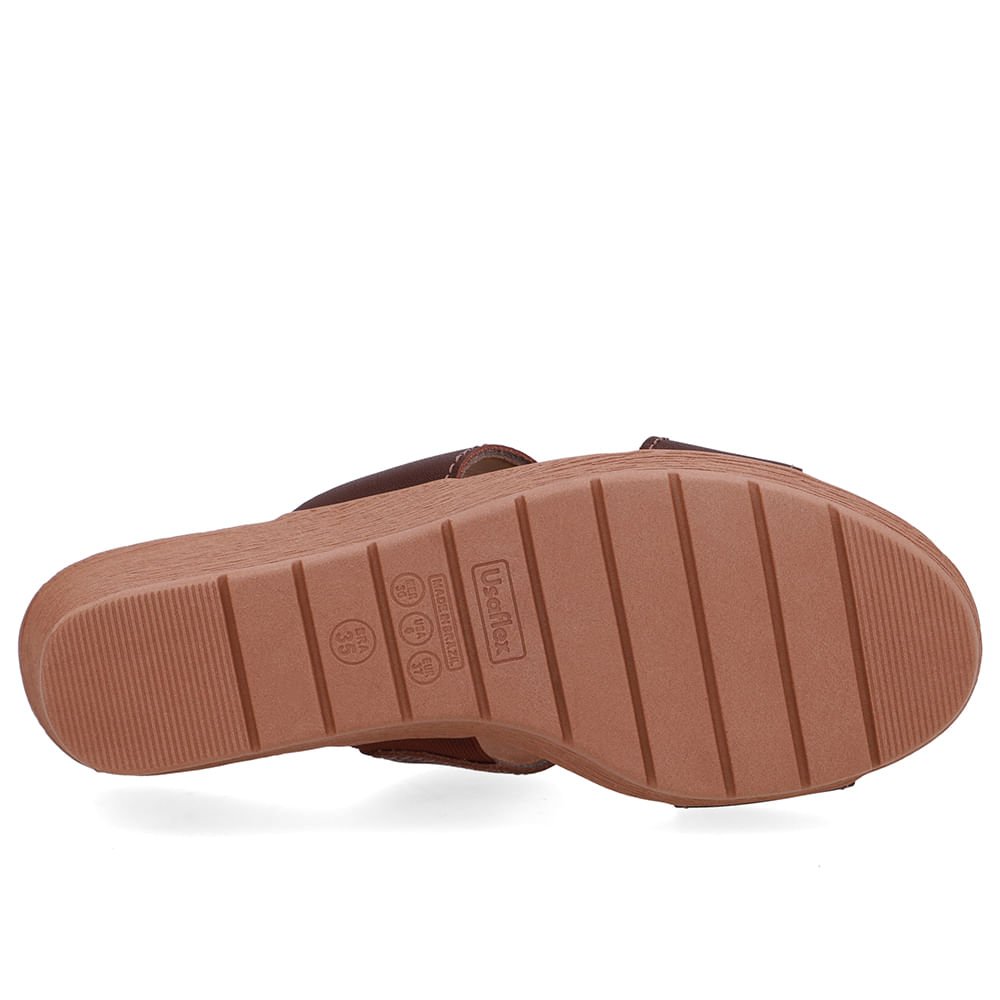 Tamanco Salto Anabela Couro Marrom Pinhão Marrom 5