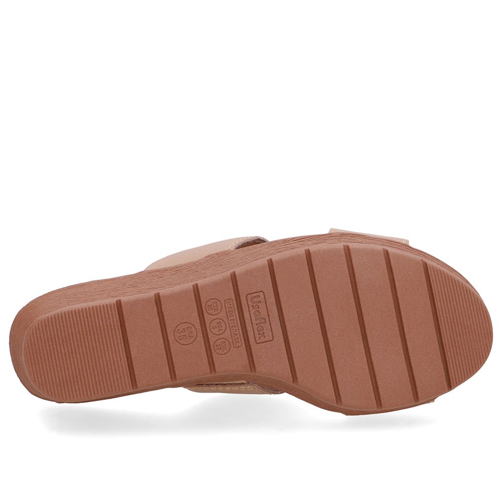 Tamanco Salto Anabela Couro Bege Bege 5