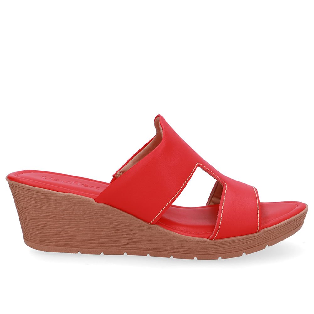 Tamanco Salto Anabela Couro Vermelho