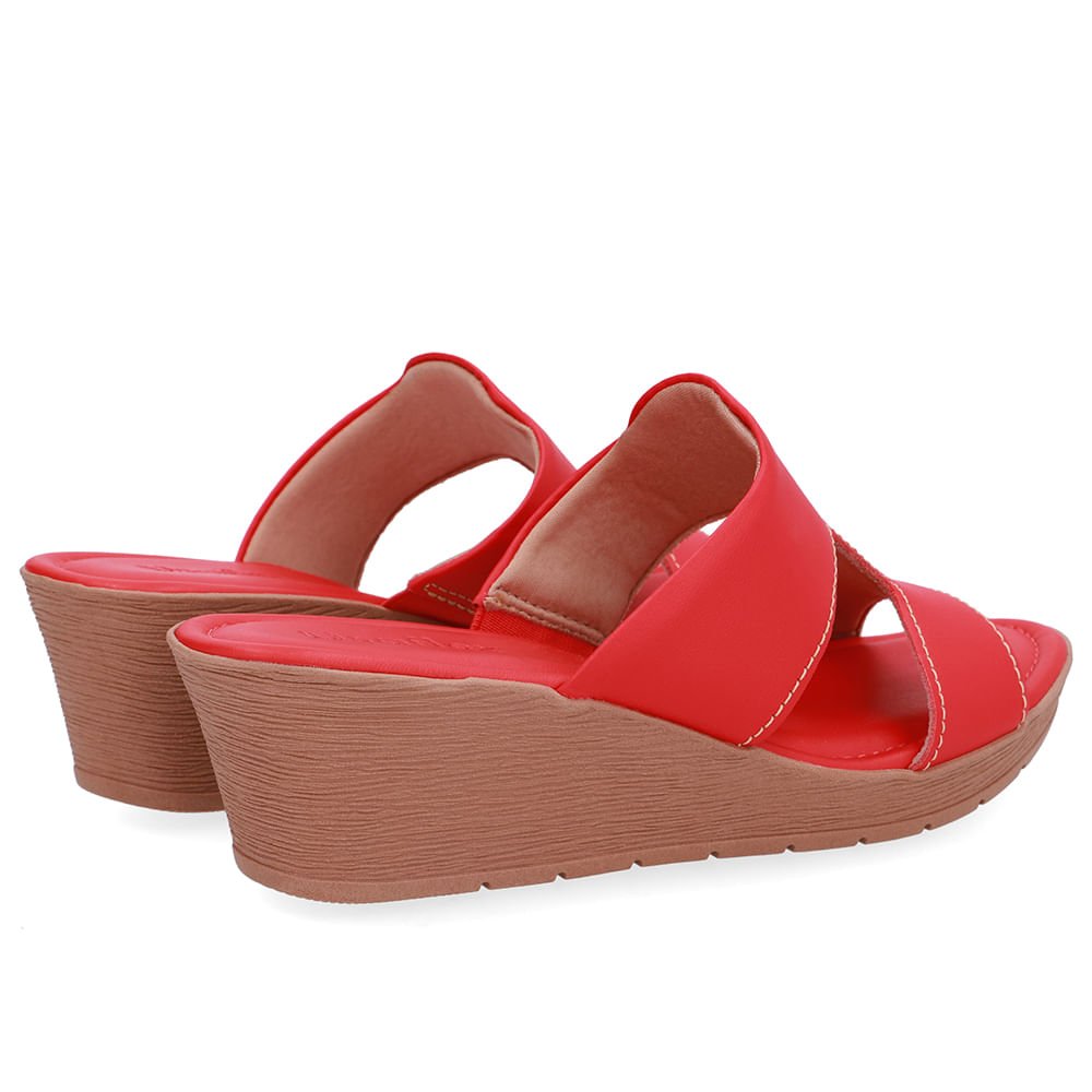 Tamanco Salto Anabela Couro Vermelho Vermelho 3