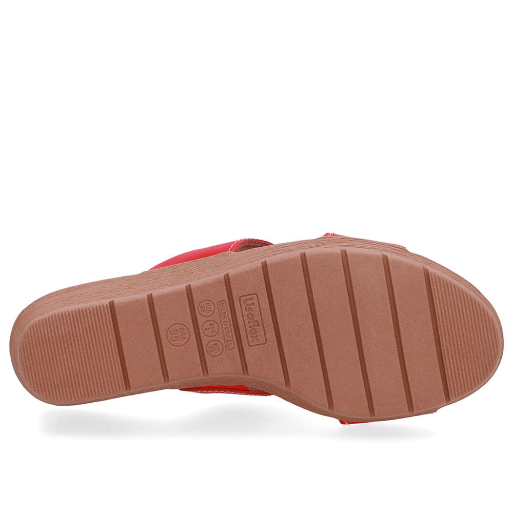 Tamanco Salto Anabela Couro Vermelho Vermelho 5