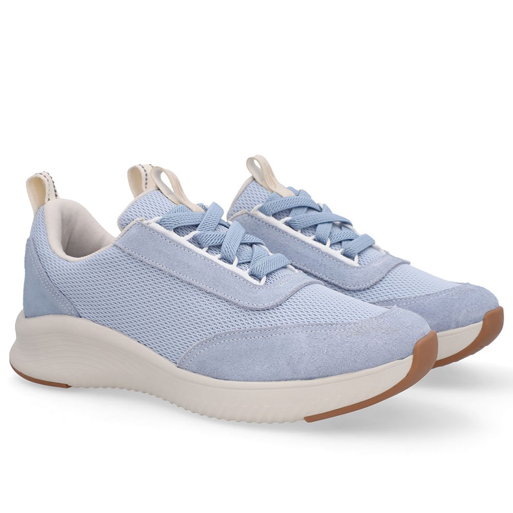 Tênis Azul Claro Tecido Cadarço Elástico Azul 2