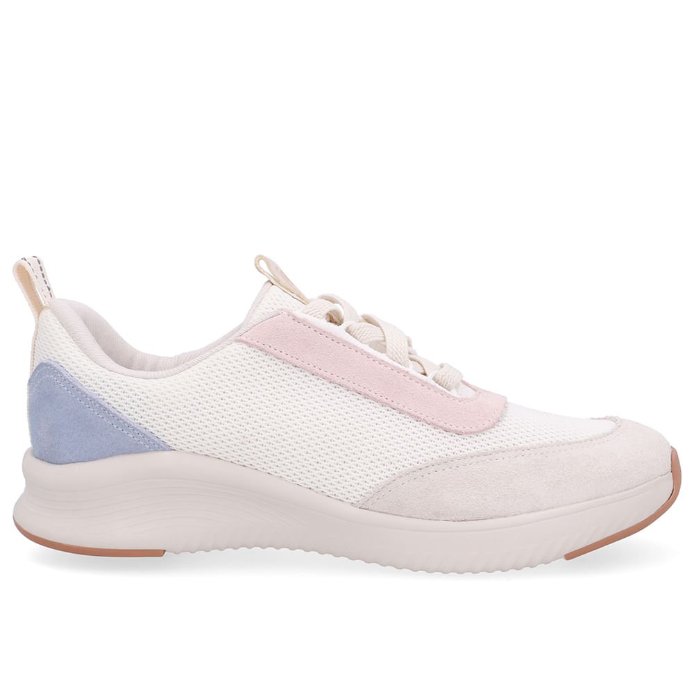 Tênis Branco Marfim Tecido Cadarço Elástico