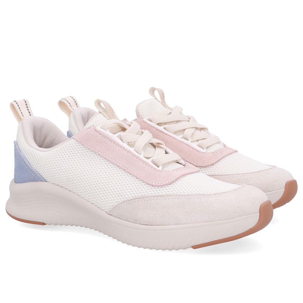 Tênis Branco Marfim Tecido Cadarço Elástico Branco 2