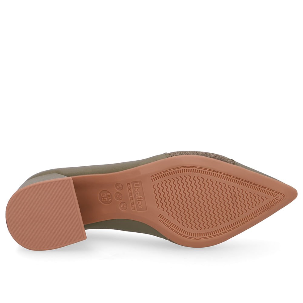 Scarpin Couro Verde Bico Fino Lateral Tecido Verde 5