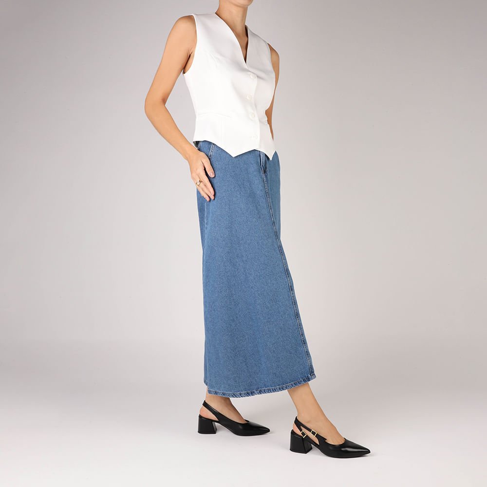 Slingback Preto Salto Bloco Couro Tira Dupla Lateral Preto 4