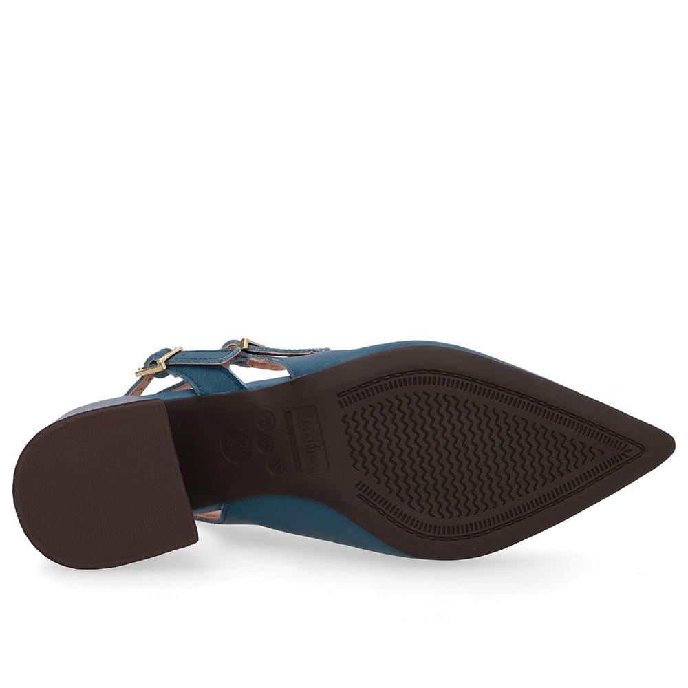 Slingback Azul Salto Bloco Couro Tira Dupla Lateral Azul 5